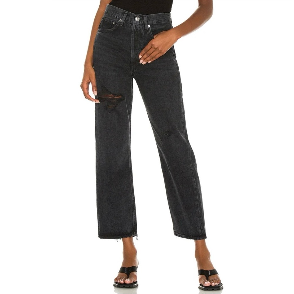 Agolde 90s Crop Mid Rise Straight Denim Jeans in Shutter Size 26